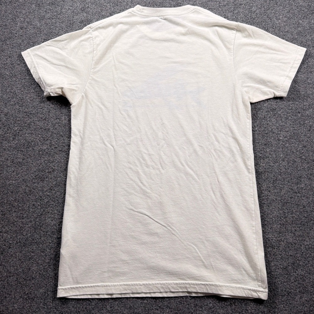 Patagonia Graphic T-Shirt Mens Medium Cream Blue Flying Fish Trident Slim Fit - Picture 10 of 15